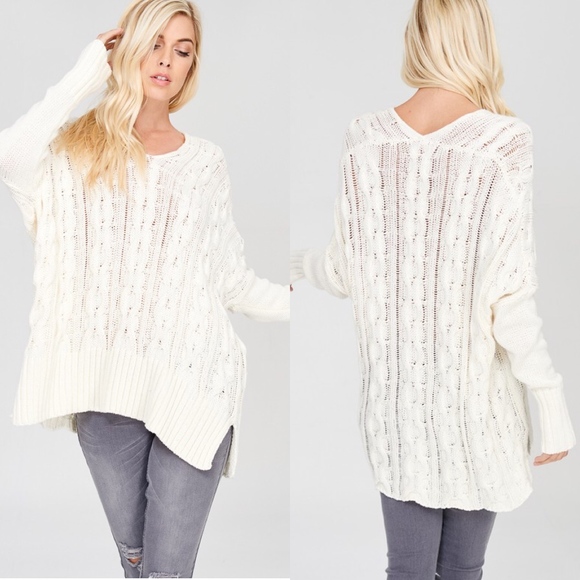 Glamvault Sweaters - Mauve Chunky Cable Knit Sweater